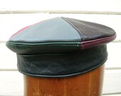 Leather Colorblocked Kufi Hat or Crown