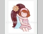 Girls room decor, children wall art, mother daughter art,nursery art, children prints, brown hair mom, red hair daughter, My Sunshine 8x10