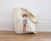 Calico kitty cotton tote