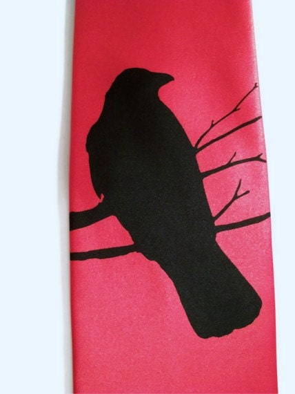 Mens Raven necktie - Crow tie