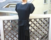 1940's Vintage Black Cocktail Dress Nice Detailing 36 Bust Small Medium