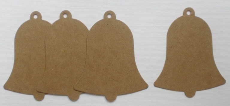 4 BELL Vintage Christmas Bells   - Raw Christmas CHiPBOARD Bare Die Cuts