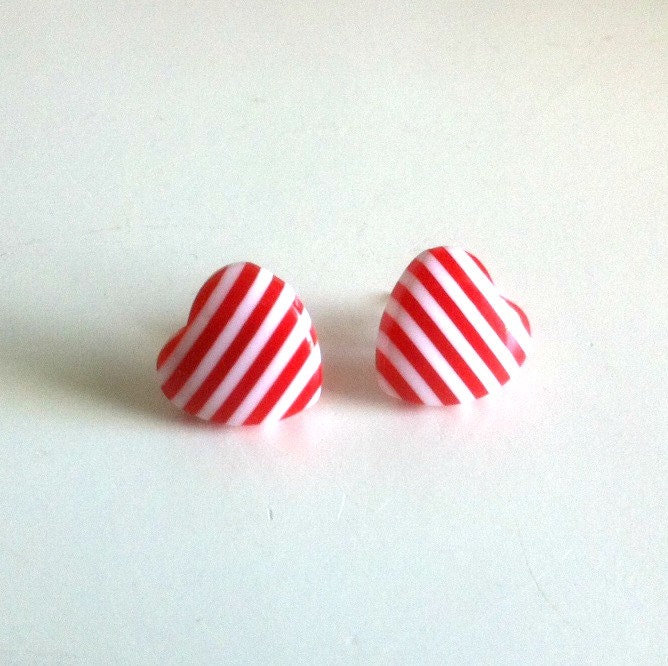 Striped Heart Earrings