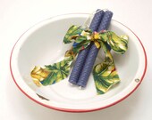 SALE Country Chic Decor Beeswax Candle Taper Pair Hanging Candles Country Home Decor Country Kitchen Decor Christmas Candles Winter Blue