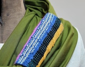 Handwoven Olive Infinity Scarf -  Fashion Neckwear - Holiday Gift - Green Circle Loop Scarf