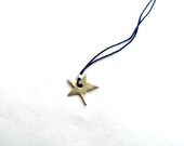 AUTUMN SALE Star sterling silver necklace Blue silk Symbol pendant Holidays Gift