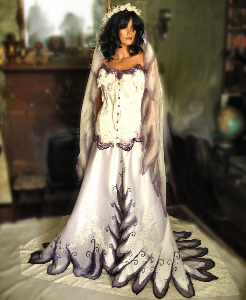 Custom Hand Painted Gothic Wedding Gown