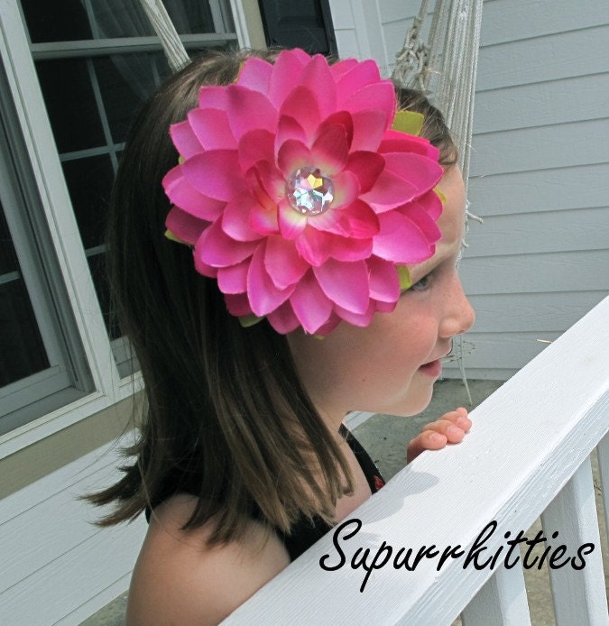 Flower Hair Clip - Pink/Purple Waterlily Girl's/Lady's Hair Clip/Barette - Alligator Hair Clip Flower Bow