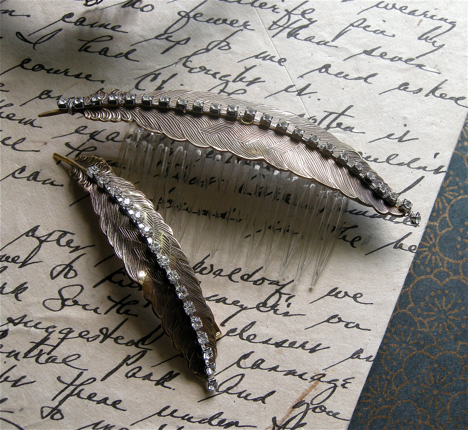 Feather Jeweled Barrette (1)