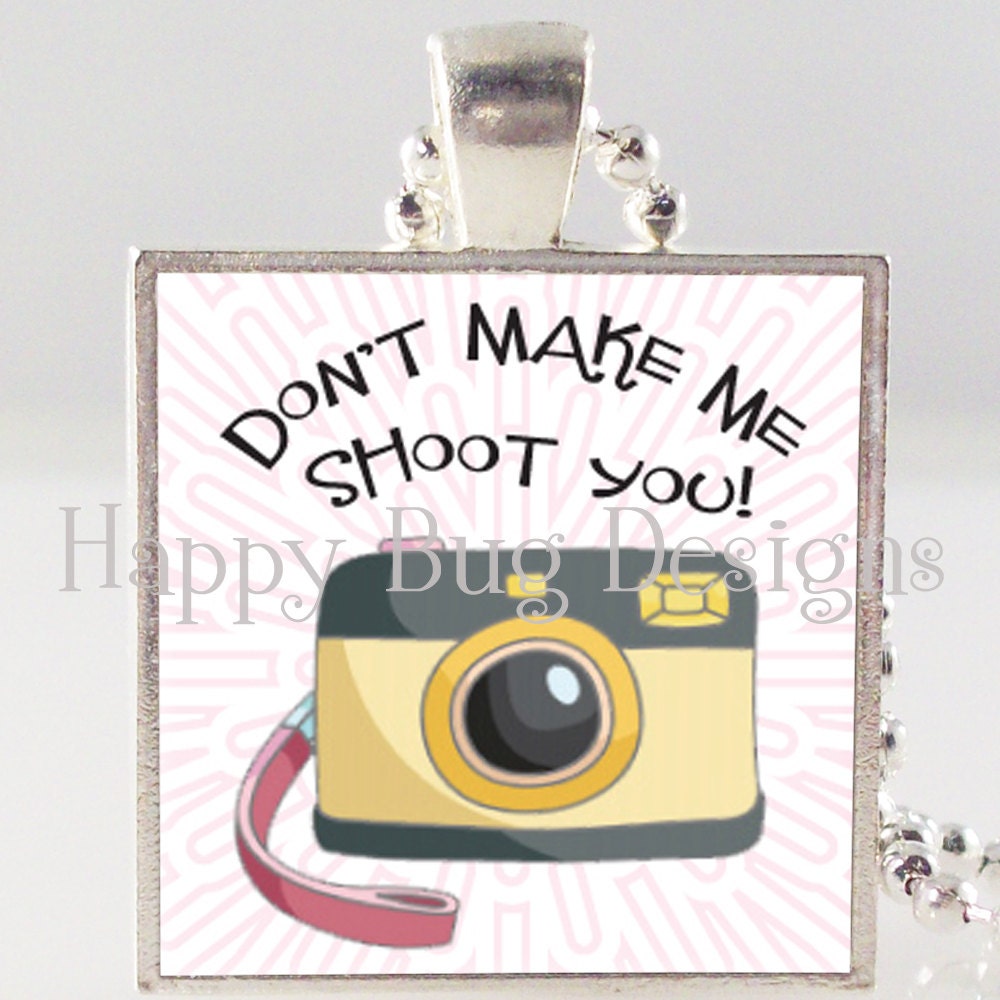 Photographer Pendant and Necklace 1" Square - Choose Silver or Copper