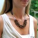 Chocolate Brown Pearl Bib Statement Necklace, Deluxe Fashion Pearl Cluster Necklace, Multistrand Bib on Silk Ribbon, Designer Gift