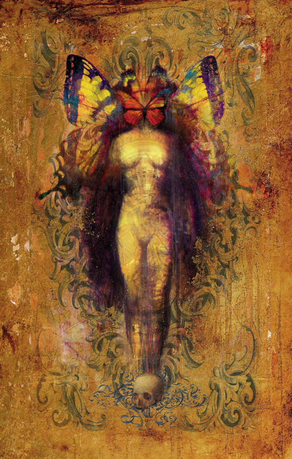 COMMUTATIO Fine Art Print, Vintage Spalenka Art, Spiritual, Gothic, Nude, Tattooed Goddess, Pagan