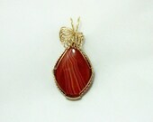 14kGold Pendant Wirewrapped  Brazilian Agate