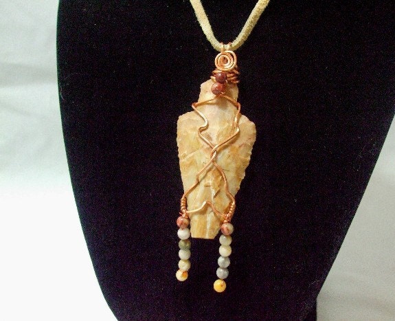 Arrowhead Pendant Necklace Wire Wrapped