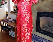 Red Satin Asian Dress size M / L