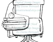 INSTANT Download Vintage SCHOOL DESK Digital Stamp Image