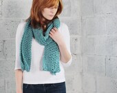 Sale - Wool Lacy Scarf in Teal - Ready to Ship