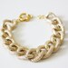 Gold Faux Pave Textured Chain Bracelet