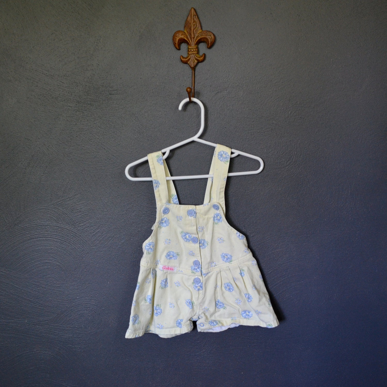 Vintage Toddler Yellow and Blue Floral Short-alls by Carters / size 12-18 months