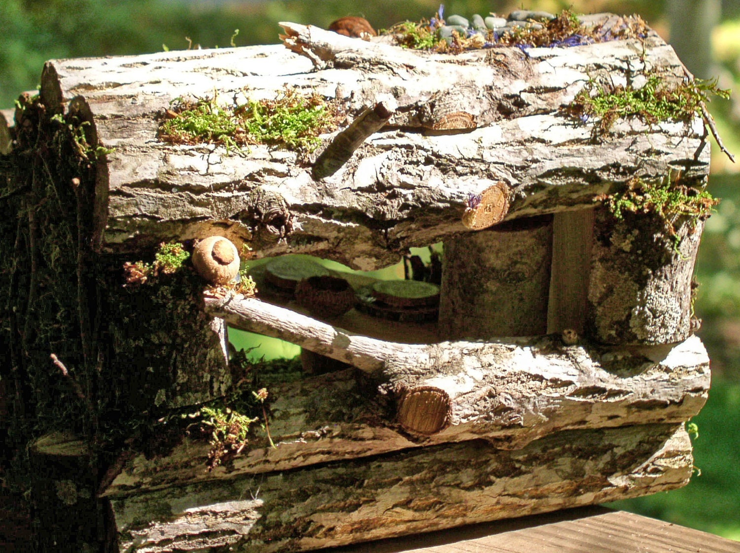 Woodland Fairy House Garden Cottage Custom One Of A Kind Handmade with Fairy Furniture Moss Twigs Fully Furnished All Natural