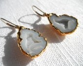 Geode earrings - blue/gray geode earrings - druzy earrings -  gold earrings - D R U Z Y