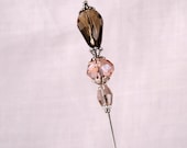 Taupe and Pink Stick Pin, 3 Inch Crystal Hat Pin, Scarf Pin, Hijab Pin KC0305