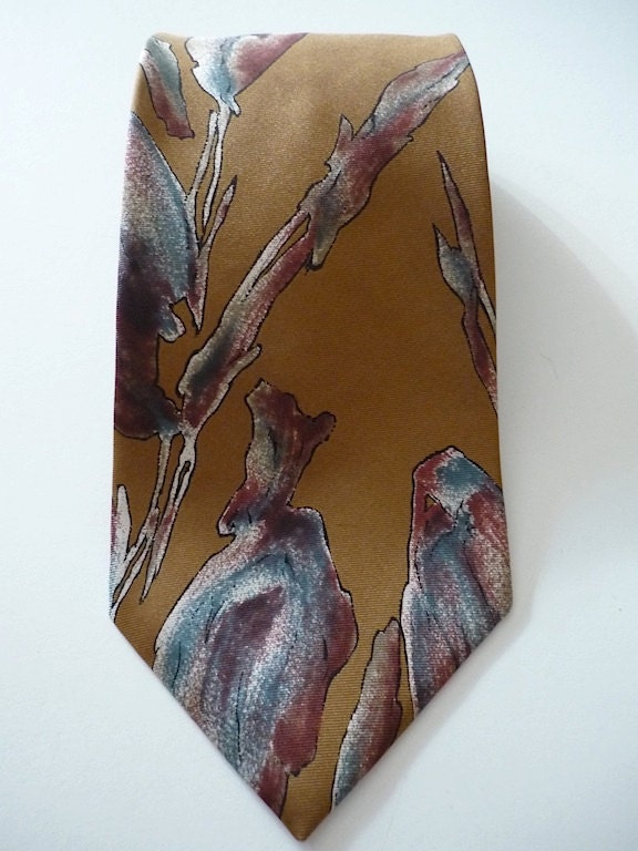 Vintage Neckties Men's 80's Silk, Wembley, Gold, Abstract, Printed Tie 400 FreshandSwanky on Etsy