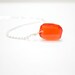 Swarovski Red Pendant, July Birthday Red Crystal Minimalist Necklace Sterling Silver Square Bright Bold Summer- Red Hot