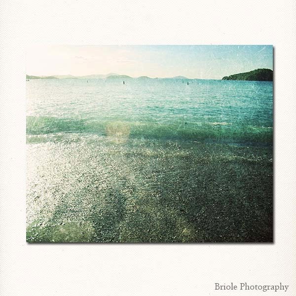Beach Photography 8"x10" Turquoise Water Photograph. Carribean Summer Affordable Tropical Soft Blue Sunshine Sparkle.
