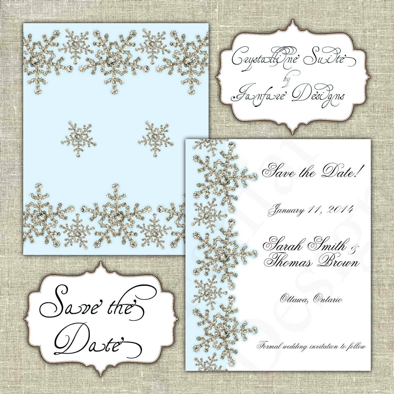 SALE 10% OFF - DIY Printable Crystalline Wedding Save the Date Suite in Download Digital Files