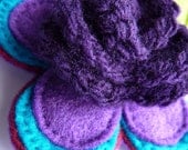Felt Flower Brooch with Crochet Detailing Purple, Turquoise & Fuchsia - Womens Statement Accessory for Spring / Summer - Mother's Day Gift