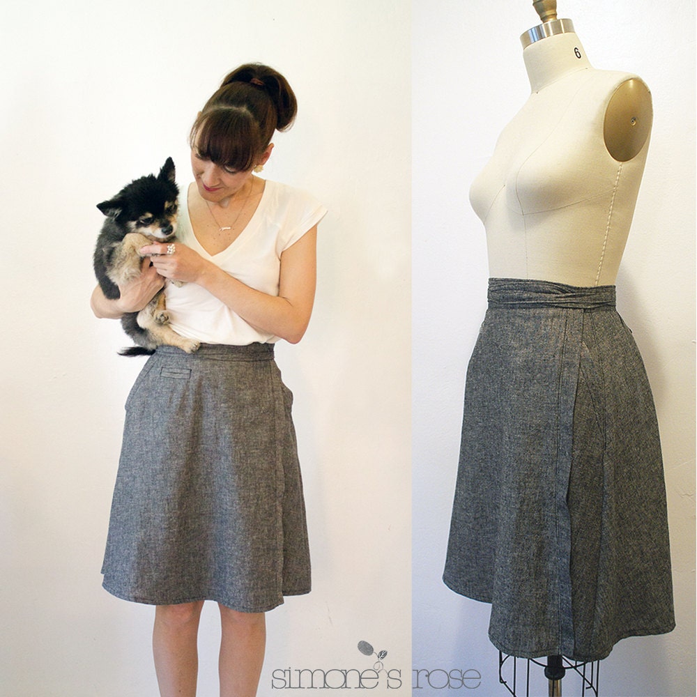 Cindy Wrap skirt - Organic Cotton & Hemp denim - xsmall, small, medium, large, xlarge, custom sizing