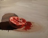 Pommegranate Study, Original Still Life Oil Painting