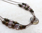 Nursing Necklace with Calming Fluorite in Purple and Green Breastfeeding Baby Wearing