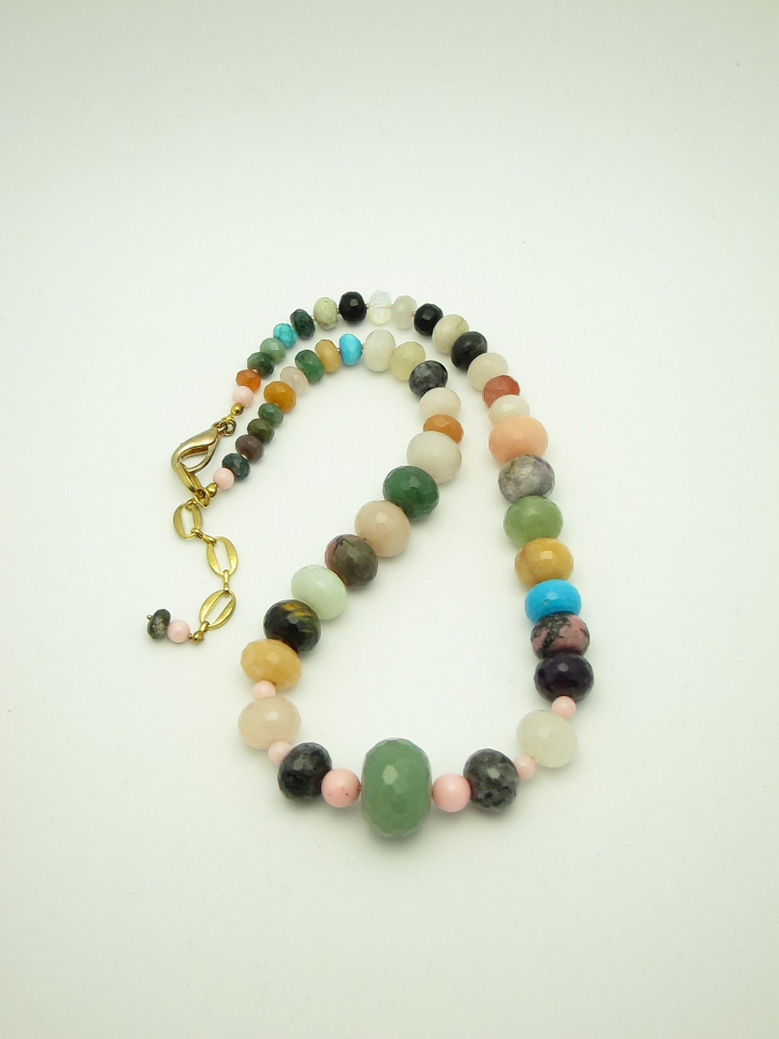 JUSTINA /Statement Necklace.Chunky.Bold.Mixed Media.Long.Stone/