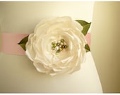 Spring Wedding Floral Bridal Sash Belt for Bride or Bridesmaid. Ivory, Pink. Wedding Dress Sash, Bridal Sash, Wedding Belt, Bridal Belt