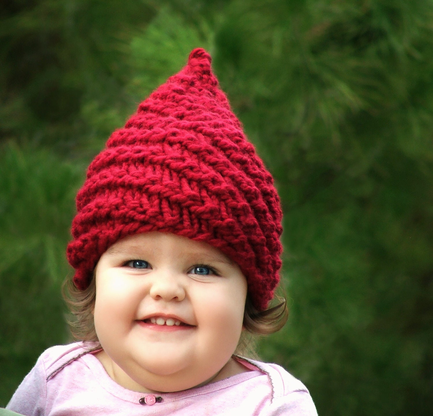 Red Gnome Hat Gnome Hats For Kids Toddler Elf Hat Red Pointy Hat Knit Baby Hat Hand Knit Infant Hats Newborn Fairy Hat Munchkin 0-6/12-48mo