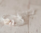 GRACE. Halo. Tieback. Yarn. Lace. Newborn. Photo Prop. Headband. Felt flower. Pearl. Ivory. Cream.