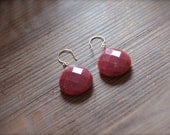 Faceted Red Jade Teardrop Gold Filled Earrings