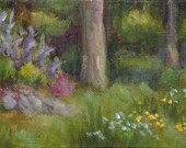 Framed Acrylic Landscape Painting - Garden Nature Art with Frame - Spring Home Decor