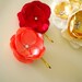 Red and Coral  Satin Flower Pin Handmade Wedding Prom Party