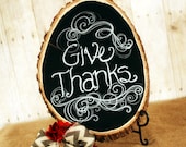 Large Rustic Wood Chalkboard, Oval Shaped with easel