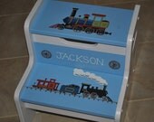 Kids Personalized 2 Step Stool -Trains