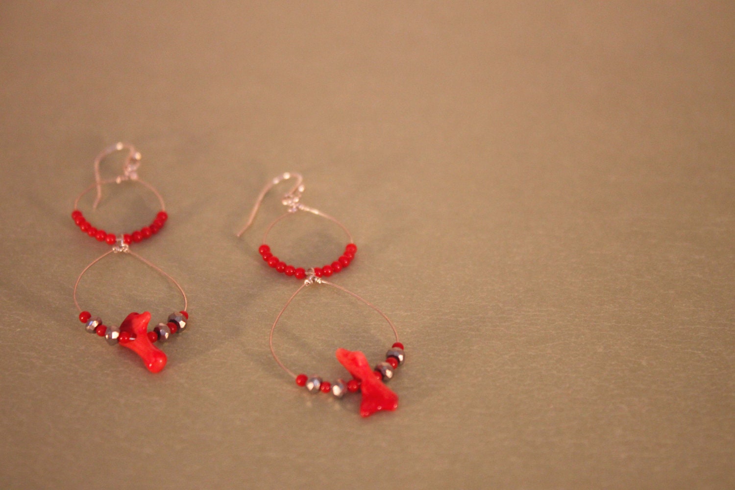 Bauble Earrings in Coral and Pyrite