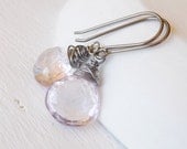 Pink Mystic Quartz Niobium Earrings Wire Wrapped Hypoallergenic Earrings, Nickel Free Earrings For Sensitive Ears