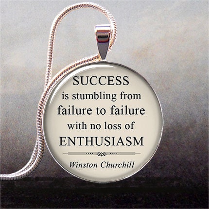 Churchill quote pendant on Success, funny quote humorous inspirational jewelry, jewellery