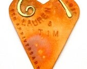 Personalized Copper Heart Ornament - 7th Anniversary