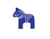 Royal Blue Ornament Swedish Dala Horse wood Christmas ornament royal blue and white hand painted  decor