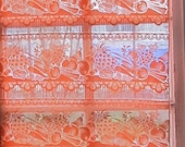 Tangerine Orange French Lace Door Curtain, Fruit, Vegetables