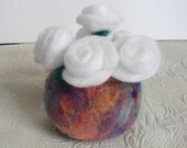 Wool roses in bowl needle felted